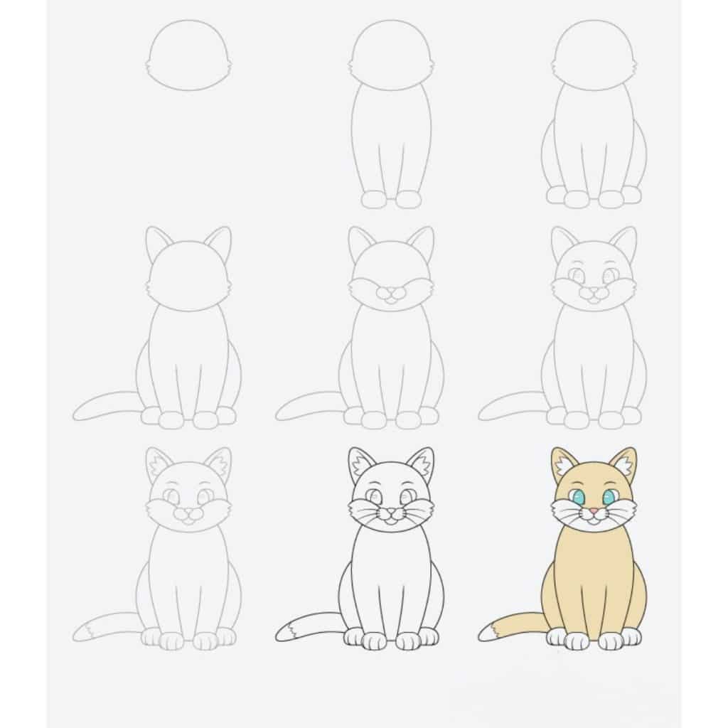 Tatlı kedi çizimi kolay